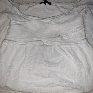 Off the shoulder white crop shirt